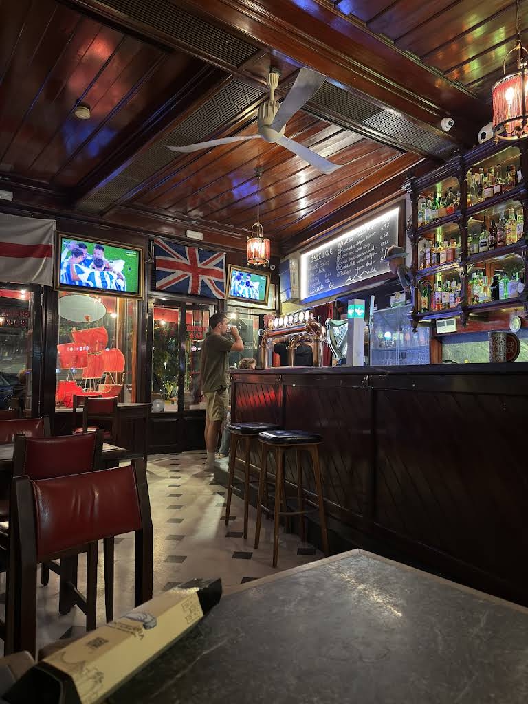 Interior showing the vintage bar area.